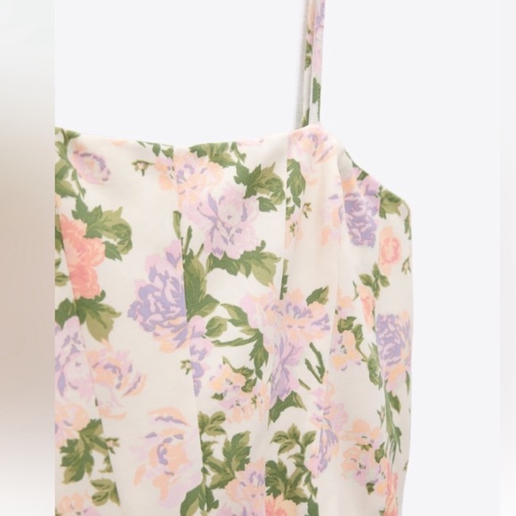 NWT ZARA MINI FLORAL DRESS WITH STRAIGHT NECKLINE AND ADJUSTABLE SIZE M NWT - Picture 3 of 3